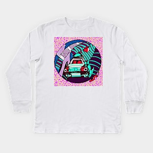 Space car in a utopian future world Kids Long Sleeve T-Shirt